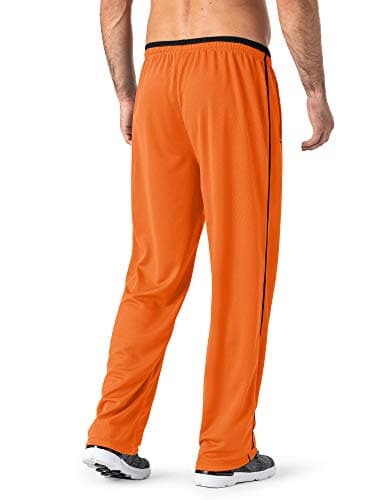 MAGNIVIT Men's Sweatpants Athletic Running Gym Training Wind Pants Zipper Sweatpant Orange/Black - Image 2