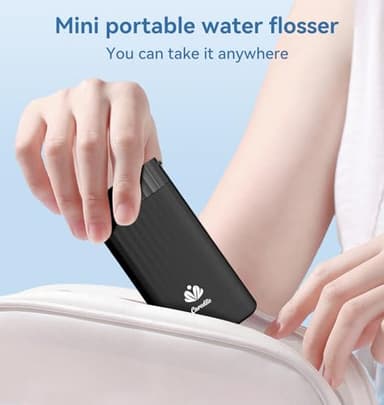 Portable Water Flosser for Teeth,Travel Water Flosser Picks,Mini Cordless Oral Irrigator Rechargeable Power Dental with Telescopic Water Tank, IPX7 Wateroproof for Brace & Sensitive Teeth Care,Black - Image 2