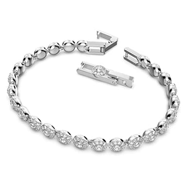 Swarovski Una Angelic Tennis Bracelet, Clear circle-cut Swarovski Crystals with Matching Crystal Pavé on a Rhodium Tone Finish Setting, Part of the Swarovski Una Angelic Collection - Image 2