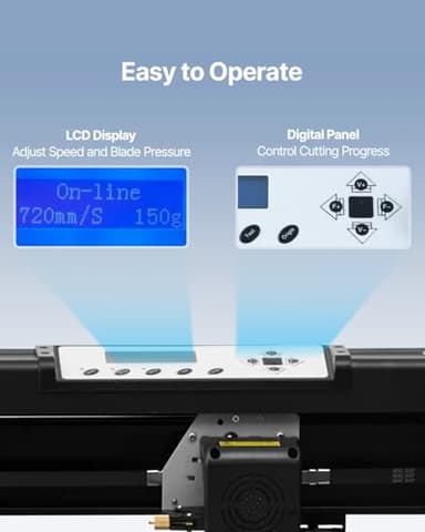 VEVOR 28-inch Cutting Machine for Vinyl, Features LCD Screen, Dual Adjustable Spring Rollers for Sign Crafting, Includes Signmaster for Creative Design & Cutting - Image 4