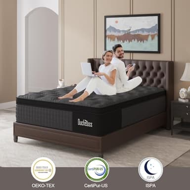 Duchessz Queen Mattress, 12 Inch Hybrid Mattresses Black with Gel Memory Foam and Individually Pocket Innerspring Euro Top Medium Firm for Motion Isolation, Edge Support - Image 8