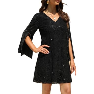 COOAN Wedding Guest Dresses for Women Women's Cocktail Dresses Formal Dresses for Women Lace Sequin Prom Dress - Image 4
