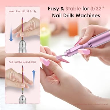 26pcs Nail Drill Bits Set, 3/32inch Professional Ceramic Safety Bits for Nail Drill, Cuticle Efile Nail Drill Bits, Remover Bits for Acrylic Gel Nail Tech Manicure Pedicure, Home Salon - Image 5