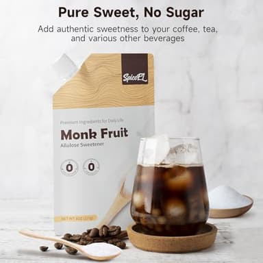 SPICEEL Monk Fruit Sweetener with Allulose - White Sugar Substitute, Coffee, Tea, without Erythritol, Gluten Free, Vegan, Keto Friendly, Sugar Replacement (8 oz) - Image 8