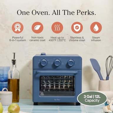 Our Place Wonder Oven | 6-in-1 Air Fryer & Toaster Oven with Steam Infusion | Compact, Countertop Friendly, Fast Preheat, Multifunctional | Air Fry, Toast, Roast, Bake, Reheat & Broil | Blue Salt - Image 5