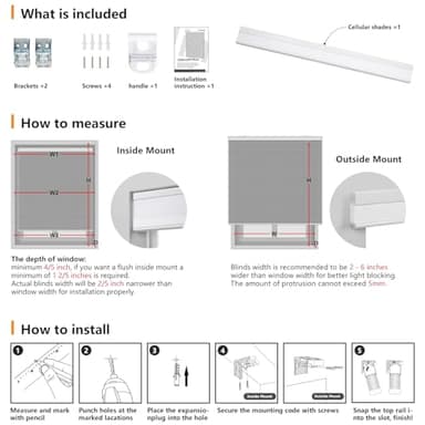 LazBlinds Cordless Cellular Shades, Blackout Privacy Honeycomb Shades for Home, Thermal Insulation Noise Reduction Blinds for Windows, 26'' W x 64'' H, Dark Grey - Image 6