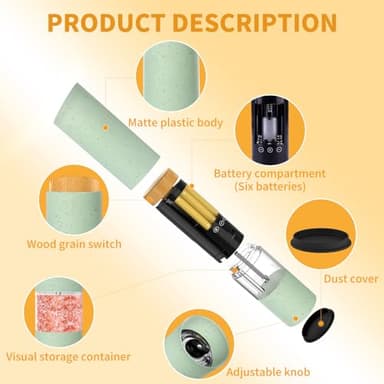 Electric Salt and Pepper Grinder Set - Adjustable Coarseness, Battery-Operated with LED Light, 360° Transparent Design for Kitchen & Outdoor Cooking, Perfect for Home Chefs & Gift Shoppers - Image 3