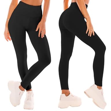 SINOPHANT High Waisted Leggings for Women - Full Length Capri Buttery Soft Yoga Pants for Workout Athletic(Full Black,S-M) - Image 2