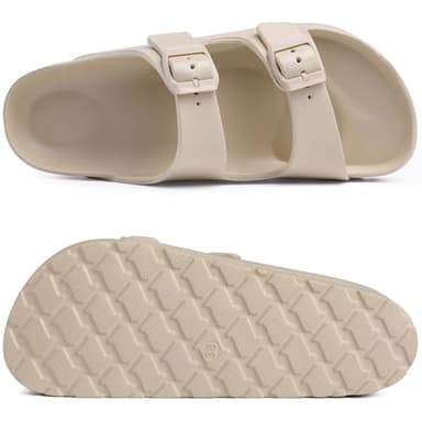 Goosecret Women's Platform Sandals with Arch Support Chunky Lightweight Foam Slip on Slides Comfortable Summer Beach Sandals with Adjustable Buckle Nude, 39(size 8-8.5) - Image 3