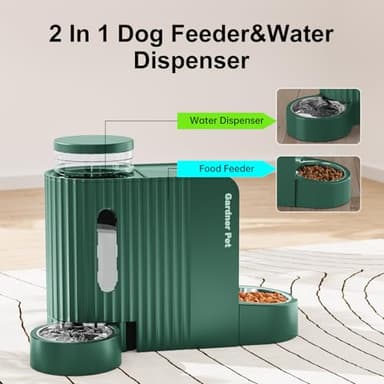 Gardner Pet Automatic Gravity Pet Feeder, 0.8 Gallons*2 Dog Feeder and Water Dispenser Set 100% BPA-Free, 2-in-1 Gravity Feeder with Stainless Steel Bowl for Dogs, Cats, Rabbits, Puppies (Green) - Image 2