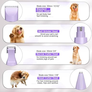 Veeconn Dog Grooming Clippers Kit-Electric Rechargeable Cat Trimmer Tools-Cordless Quiet Pet Nail Paw Grinder-4 in 1 Multifunctional Low Noise Shaver-Razor for feet Face Ears Toenail Eye - Image 2
