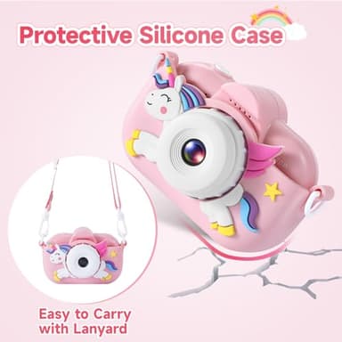 ZUODUN Kids Camera Toys for Girls Age 3-8, Kids Digital Camera Toddler Camera for 3 4 5 6 7 8 Years Old Birthday Gifts, 1080P Video Cameras with Cute Protective Cover & 32GB SD Card - Image 6