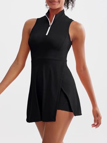 Sexyasasii Tennis Dresses for Women,Tennis Golf Dresses with Built in Shorts Sleeveless Workout Athletic Dress with Pockets Black - Image 3
