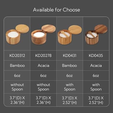KITCHENDAO Bamboo Salt Cellar Bowl Box，Elegant Kitchen Container Holder with Swivel Magnetic Lid to Store Pepper Spice Bath or Favorite Seasonings, 6oz - Image 7