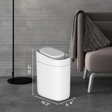 ELPHECO Automatic Bathroom Trash Can with Lid 2.5 Gallon Slim Sensor Garbage Can, 9L Narrow Plastic Trash Bin, Waterproof Motion Sensor Trash Bin for Bedroom, Living Room, Narrow Space - Image 2