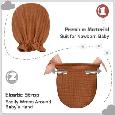 Pro Goleem Muslin Baby Mittens for Newborn, 100% Cotton No Scratch Soft Breathable Gloves for Boys and Girls 0-6 months - Image 5