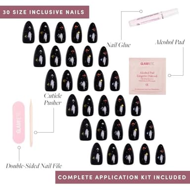 Glamnetic Press On Nails - Winter Comet | Glossy, Opaque, Short Almond Nails, Salon Quality | 15 Sizes - 30 Nail Kit with Glue - Image 4