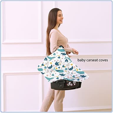 Car Seat Covers for Babies - Multi- use Nursing Carseat Canopy, Breastfeeding Covers, Baby Shower Gifts for Boys and Girls (sea World) - Image 2
