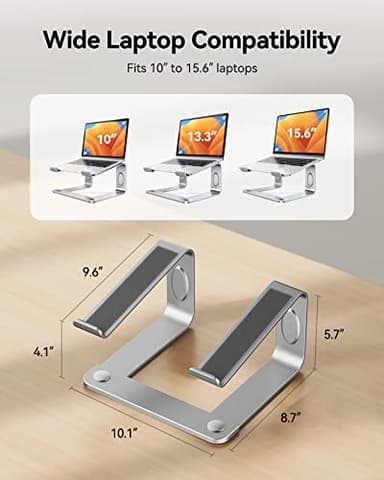 LORYERGO Laptop Stand for Desk, Laptop Riser Computer Stand for Laptop, Ergonomic Laptop Stand Desk Holder Elevator Compatible with Most 10 to 15.6 Inches Laptops, Silver - Image 3