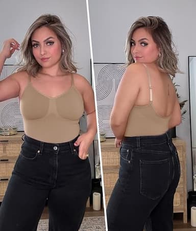 SHAPERX Bodysuit for Women Tummy Control Shapewear Seamless Sculpting Thong Body Shaper Tank Top,SZ5215-Sienna-S/M - Image 4