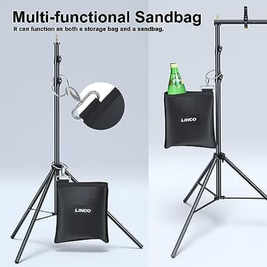 LINCO Backdrop Stand for Parties Kit 10x7 ft Adjustable Back Drop Photography Studio Photo Background Support System with Clamps, Sand Bag, Carrying Bag 4172 - Image 3
