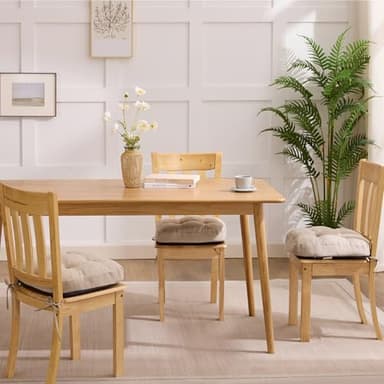 IASEAHK Chair Cushions, Memory Foam Dining Chair Cushions, Tufted Indoor Chair Pads, Set of 4, 16.5' x 16.5' x 3.5', Beige - Image 7