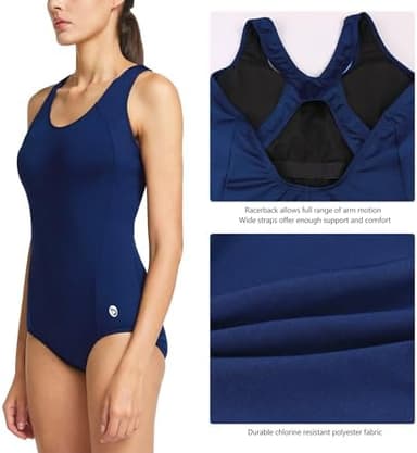 baleaf Women's Racerback Athletic One Piece Modest Bathing Suit - Image 3