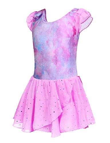 Arshiner Gymnastics Leotards for Girls Toddler Ballet Leotard with Skirt Flutter Sleeve Dance Dress Pink Butterfly 2-3T - Image 2