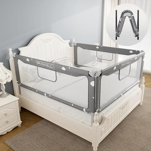 FAMILL Bed Rail for Toddlers, Toddler Bed Rails, 2 Minutes Assembly Foldable Guard for Baby, Suitable for Queen/King/Full/Twin Size, Star, 54", 1 Side - Image 1
