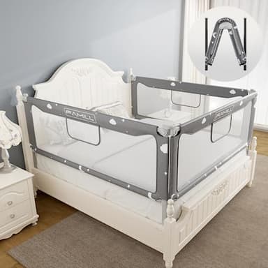 FAMILL Bed Rail for Toddlers, Toddler Bed Rails, 2 Minutes Assembly Foldable Guard for Baby, Suitable for Queen/King/Full/Twin Size, Star, 54", 1 Side - Image 1