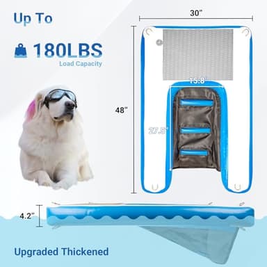 Toriexon Inflatable Dog Boat Ramp 48" L × 32" W- Durable, Puncture-Resistant Surface Ensures Safe, Pool Ramp for Dogs Up to 180 Pounds, Perfect for Pools, Lakes, and Beaches - Image 2