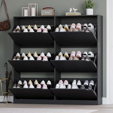 BORNOON Shoe Cabinet with 6 Flip Drawers, Slim Narrow Shoe Storage Cabinet, Freestanding Shoe Organizer for Entryway, Hallway, Foyer - Image 7