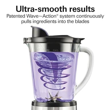 Hamilton Beach Wave Crusher Blender For Smoothies With 40 Oz Glass Jar and 14 Functions, Ice Sabre Blades & 700 Watts for Consistently Smooth Results, Black + Stainless Steel (54221) - Image 5