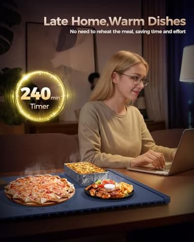 Warming Mat for Food,Food Warming Mat,Electric Warming Tray for Buffets Party and Home Daily Use,Heating Fastly in 10s,Portable Design,Timed Function for Your Family. - Image 6