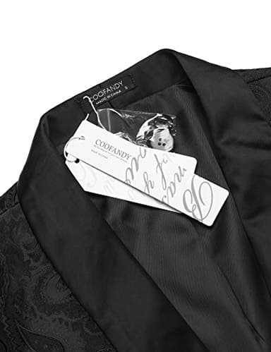 COOFANDY Mens Floral Tuxedo Jacket Paisley Shawl Lapel Suit Blazer Jacket for Dinner,Prom,Wedding Black - Image 4