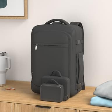 Travel Backpack for Women Men, 40L Carry on Flight Approved Backpack, Personal Item Travel Bag with Multi-Pockets, Waterproof Travel Bag Fits 17 Inch Laptop, Gift for Weekender, College, Work, Black - Image 2