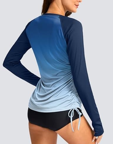 SANTINY Women's UPF50+ Rash Guard SPF Long Sleeve Swimsuits Top UV Sun Protection Swim Shirts for Woman (Blue Gradient_L) - Image 2