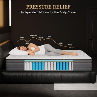 Queen Mattress,10 Inch Queen Size Mattresses Memory Foam Hybrid Mattress in a Box, with Individual Pocket Springs, Provide Support and Improve Sleep Mattresses, Medium Firm Pressure Relief CertiPUR-US - Image 3