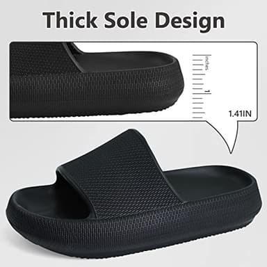 KOUECI Kids Cloud Slides Boys Girls Shower Slippers Slip on Slide Sandals Non-slip Summer Beach Pool Shoes(Black,6 Big Kids) - Image 6