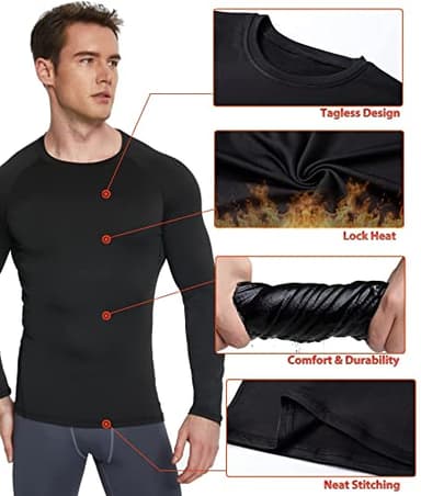 TELALEO 5 Pack Men's Thermal Compression Shirt Long Sleeve Athletic Base Layer Top Winter Cold Gear Workout Running Hunting L - Image 5