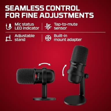 HyperX SoloCast – USB Condenser Gaming Microphone, for PC, PS4, PS5 and Mac, Tap-to-Mute Sensor, Cardioid Polar Pattern, great for Streaming, Podcasts, Twitch, YouTube, Discord,Black - Image 5