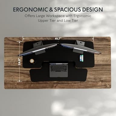 FLEXISPOT 42 inch Electric Motor Desk Converter, Height Adjustable Motorized Stand up Desk Riser with Quick Release Keyboard Tray, Black Monitors and Laptop Workstation - Image 4