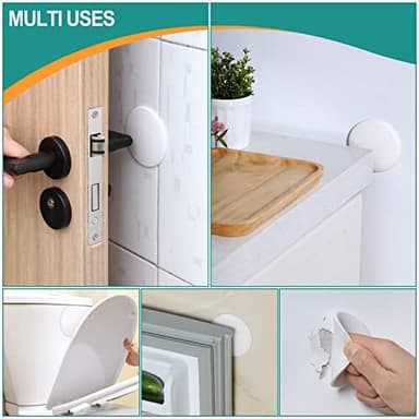 3.15"] Door Stoppers Wall Protector, 6 Pcs Large White Silicone Door Bumpers with Strong Thickened Adhesive,Shock Absorbent Door Knobs Wall Protectors to Cover up Damage and Protect Wall Surfaces - Image 9