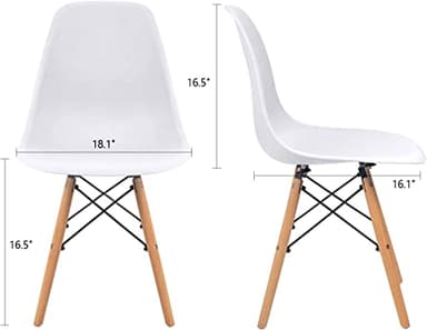 Furmax Modern Style Dining Chair Mid Century Modern DSW Chair, Shell Lounge Plastic Chair for Kitchen, Dining, Bedroom, Living Room Side Chairs Set of 4(White) - Image 3