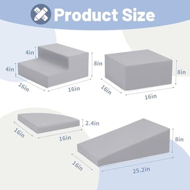 4-Piece PU Leather Baby Foam Climbing Blocks for Toddlers - Soft Play Climbing Toys for Toddlers - Foam Climbing Set for Crawling and Sliding Indoor (Gray) - Image 2