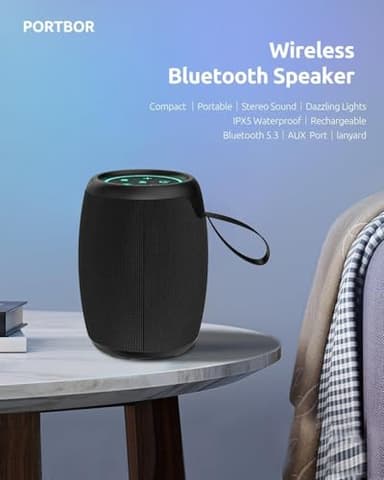 Bluetooth Speaker, Portable Wireless, Powerful Stereo Sound, IPX5 Waterproof, 15H Playtime, BT5.3, TWS Surround Pairing, Electronics Gadgets for Outdoor/Home/Party/Travel/Beach/Shower, Birthday Gifts - Image 8