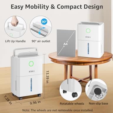 KNKA 1600 sq.ft Dehumidifier for Basement, 21 Pint Dehumidifiers for Home with Drain Hose, Continuous Drainage, Washable Filter, Intelligent Humidistat for Bedroom, Bathroom, Large Room - Image 8