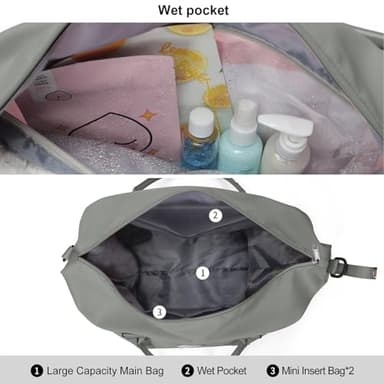 Travel Duffel Bag,Sports Tote Gym Bag,Shoulder Weekender Overnight Bag for Women - Image 5