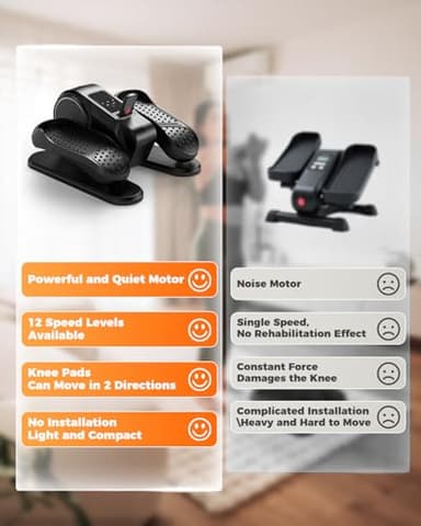 Under Desk Elliptical Machine for Home Workout, 12 Levels Speeds Ellipse Leg Exerciser While Sitting Quiet & Portable Seated Pedal Exerciser with Remote Control & Non-Slip Pad (Black) - Image 8