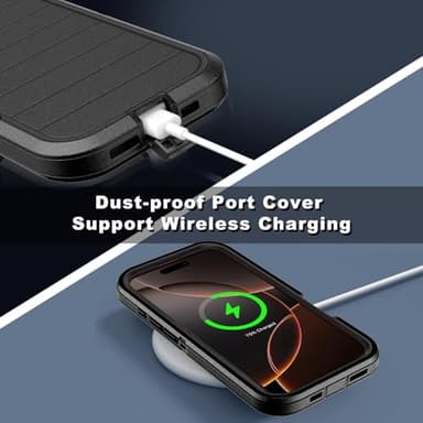 Paprose for iPhone 16 Pro Max Case Heavy Duty 3-Layer[Shockproof][Dropproof][Dust-Proof] Military Grade Rugged Full Body Protection Cover Case for Apple iPhone 16 Pro Max 5G 6.9 inch,Black - Image 5